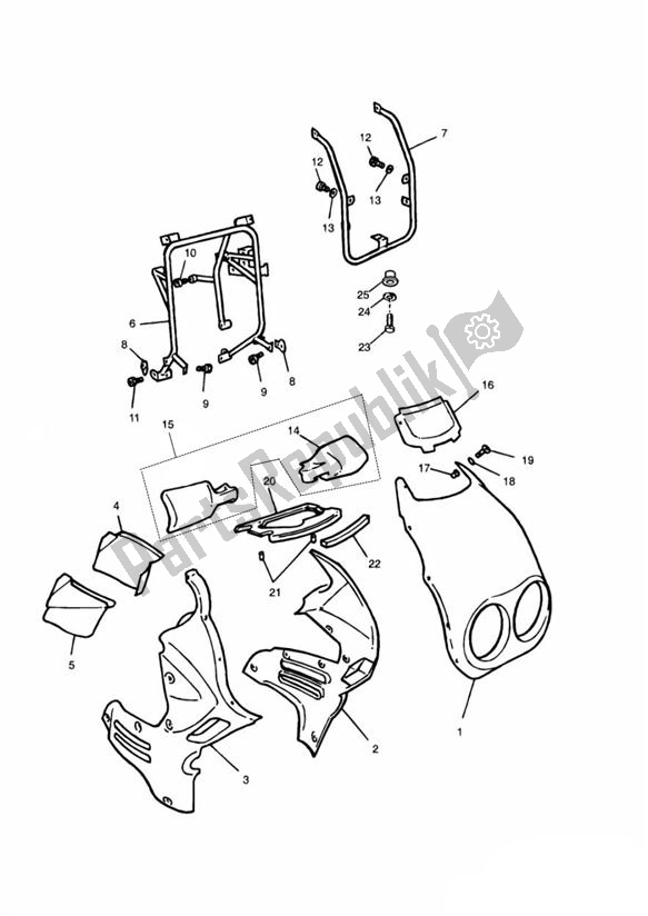 All parts for the Fairing Laterally Cockpit - T400 of the Triumph Tiger T 400 Carbs 885 1993 - 1998