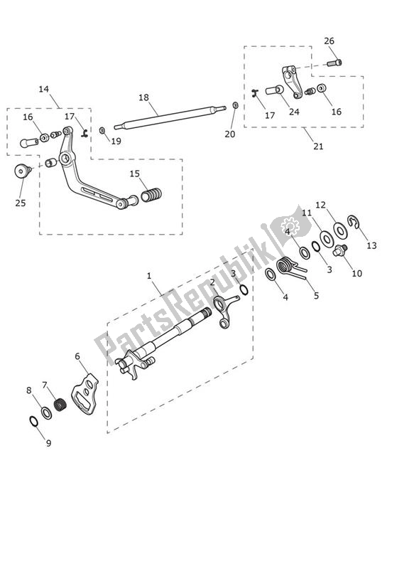 Todas las partes para Gear Selection Shaft de Triumph Street Triple S 660 From VIN 967907 2021 - 2024