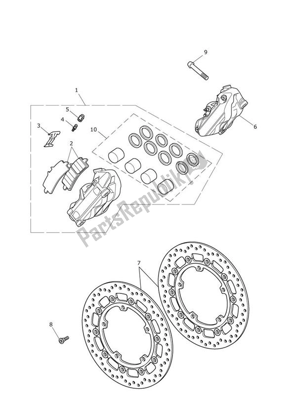 Wszystkie części do Break Front Triumph Speed Triple R UP TO VIN 735436 1050 2012 - 2016