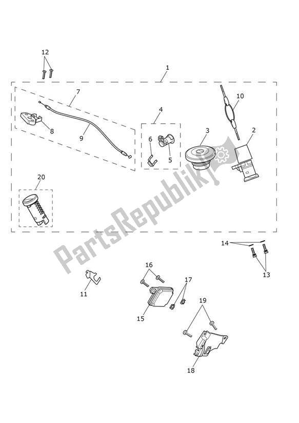 Wszystkie części do Lockset Ignition Triumph Bonneville T 100 Black From 2016 900 2017 - 2021