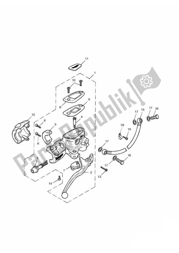 All parts for the Master Cylinder Assy Front Up To Vin281465-f2 & Up To 279278-f4 of the Triumph America Carburator 790 2001 - 2007