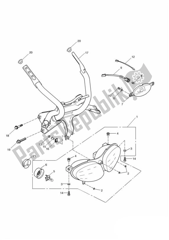 All parts for the Headlight of the Triumph Sprint RS 955 UP TO VIN 139276 1999 - 2002