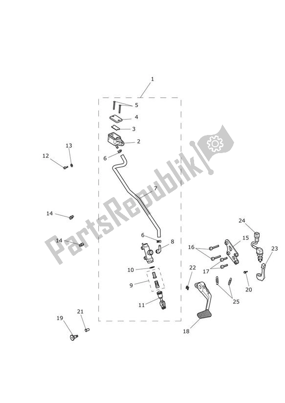 All parts for the Master Cylinder Assy Rear of the Triumph Trophy 1215 2013 - 2017