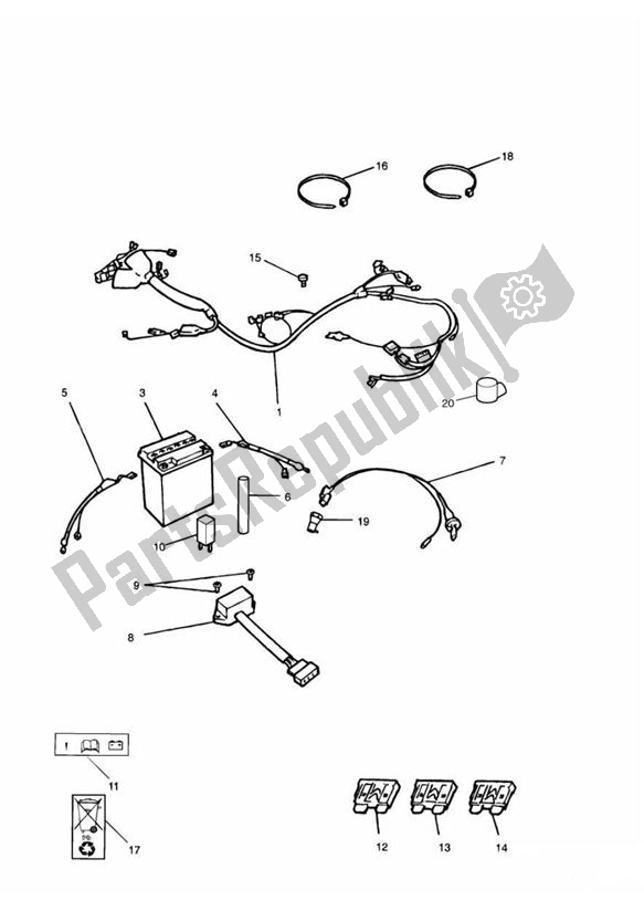 Alle onderdelen voor de Elektrische Apparatuur van de Triumph Adventurer From VIN 71699 885 1999 - 2001