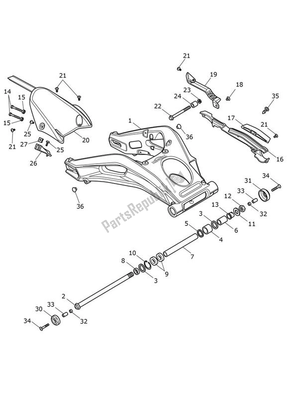 Toutes les pièces pour le Bras Oscillant du Triumph Street Triple R From VIN BF 1297 765 2021 - 2024