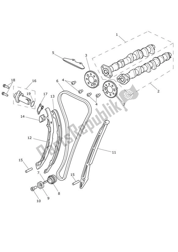 Tutte le parti per il Camshaft Timing Chain - Explorer Xc del Triumph Explorer XC 1215 2012 - 2016