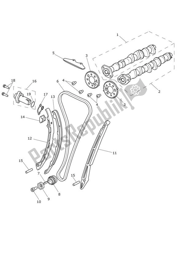All parts for the Camshafts Timing Chain - Explorer Xr of the Triumph Explorer XR 1215 2012 - 2019