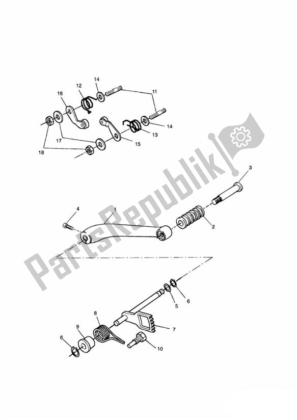 All parts for the Gear Selection Shaft of the Triumph Thunderbird 900 885 1995 - 2004
