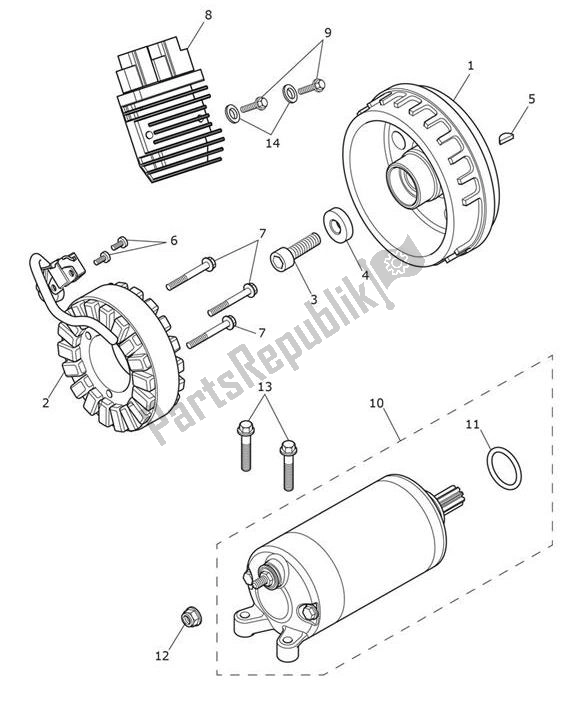 Toutes les pièces pour le Starter Generator du Triumph Bobber UP TO AC 1195 1200 2017 - 2018