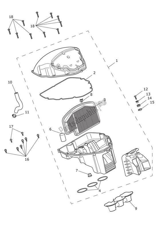 Alle onderdelen voor de Airbox (airfilter) van de Triumph Speed Triple 1200 RR 1160 2021 - 2024
