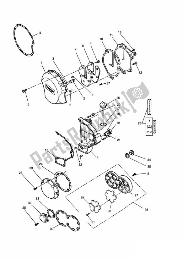 All parts for the Engine Cover of the Triumph Speed Triple Carburator 885 1994 - 1997