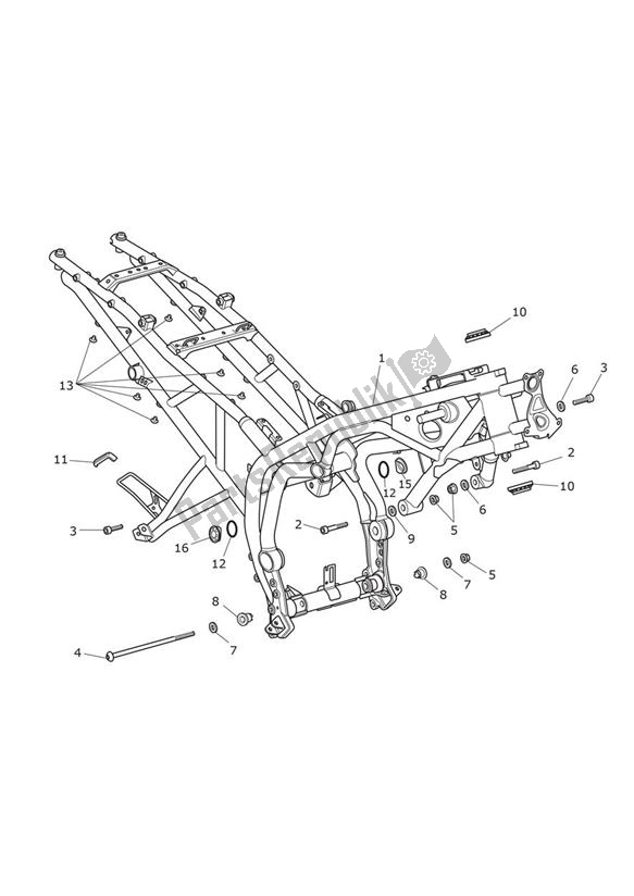 All parts for the Main Frame Assembly of the Triumph Tiger XRT UP TO VIN 855531 1215 2015 - 2017
