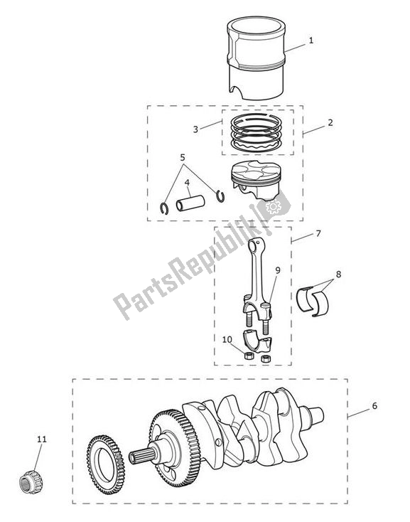 Wszystkie części do Crank Shaft Connecting Rod Piston Triumph Speed Triple RS From VIN 867601 1050 2018 - 2020