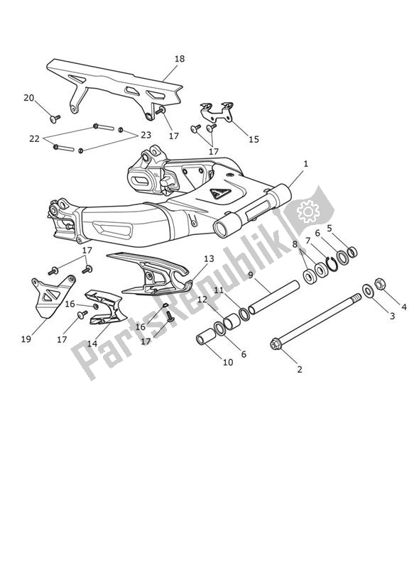 Tutte le parti per il Forcellone del Triumph Scrambler 1200 XC From AE 9098 2021 - 2024