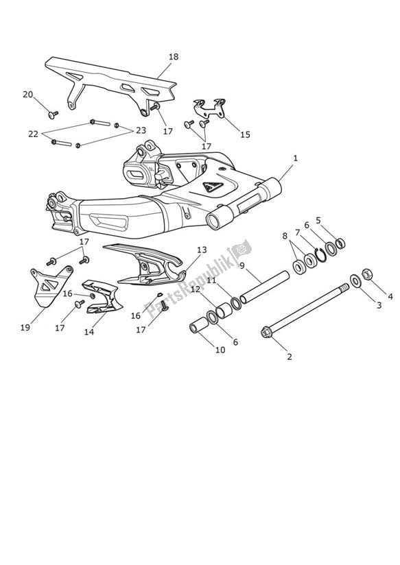 Tutte le parti per il Forcellone del Triumph Scrambler 1200 XE From AC 8499 2019 - 2021