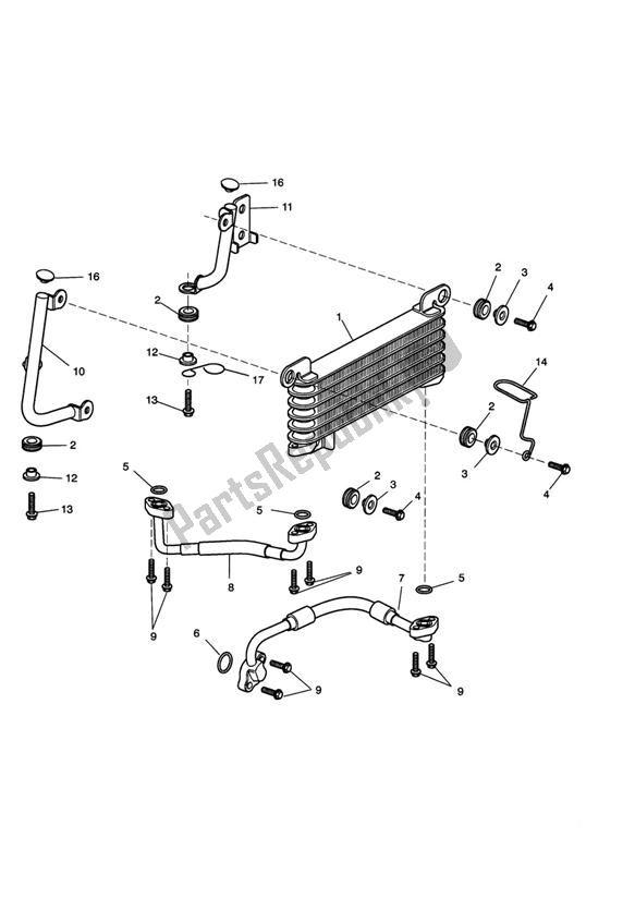 All parts for the Oil Cooling From Engine261328 of the Triumph Speed Triple 1050 From VIN 333179 2011 - 2015