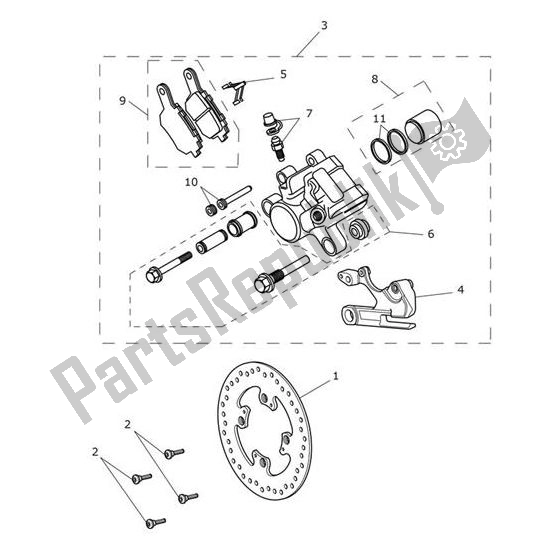 All parts for the Break Rear of the Triumph Tiger XRX From VIN 855532 1215 2018 - 2021