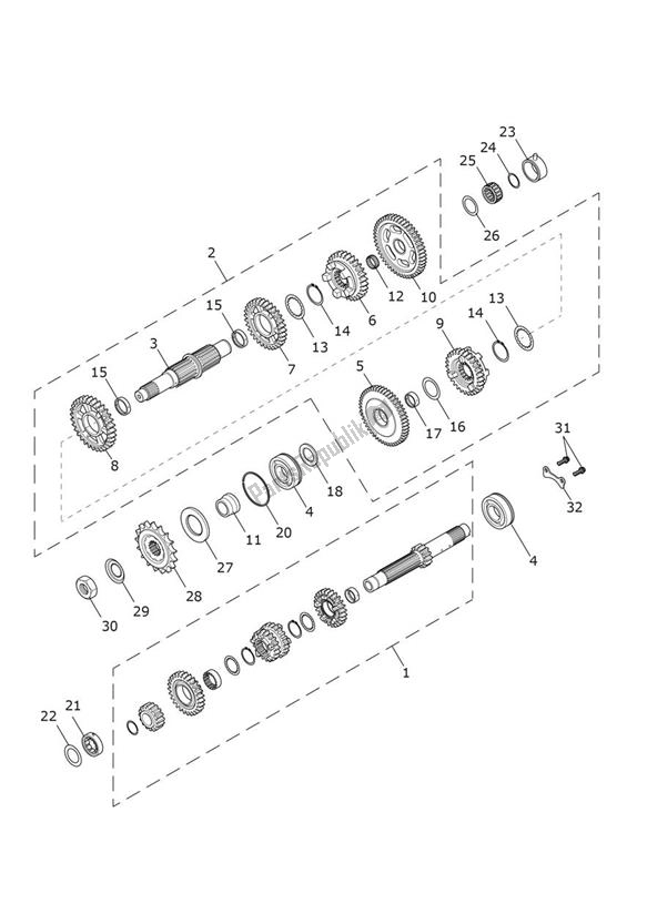 Toutes les pièces pour le Engrenages du Triumph Scrambler 1200 XC From AE 9098 2021 - 2024