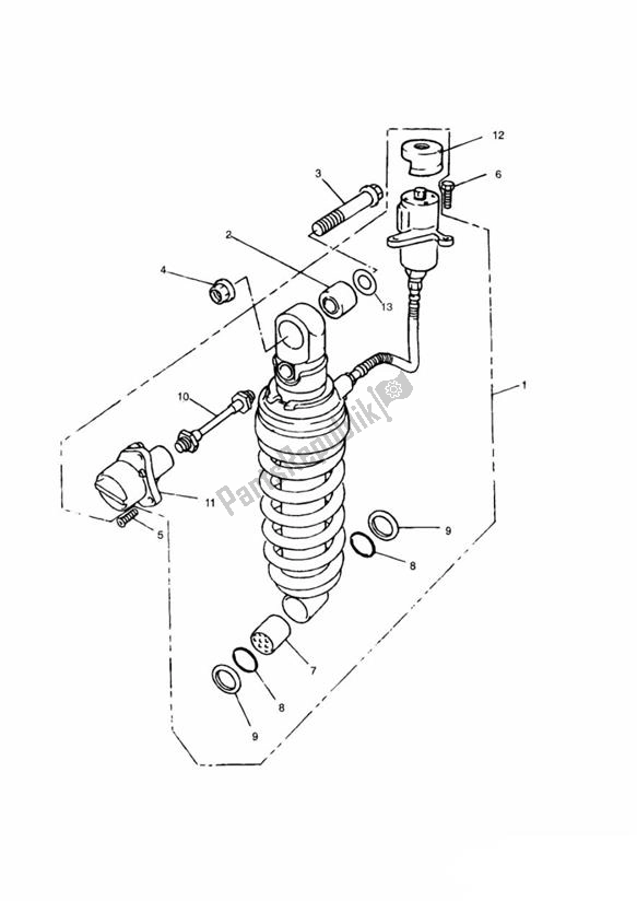 Wszystkie części do Rear Suspension Unit From Vin030372-031104 Triumph Daytona 900 & 1200 885 1992 - 1997