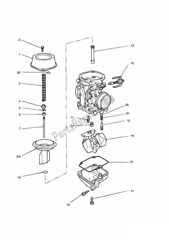 All parts for the Carburator Parts Mikuni 1240125-t of the Triumph Trident 750 & 900 748 1990 - 1998