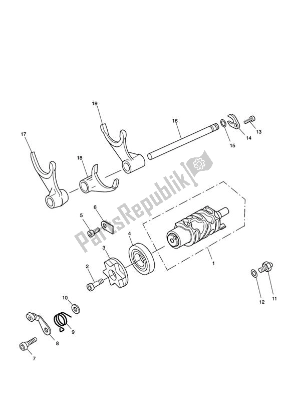 All parts for the Gear Selector Drum Up To Engine340169 of the Triumph Speed Triple 1050 From VIN 333179 2011 - 2015