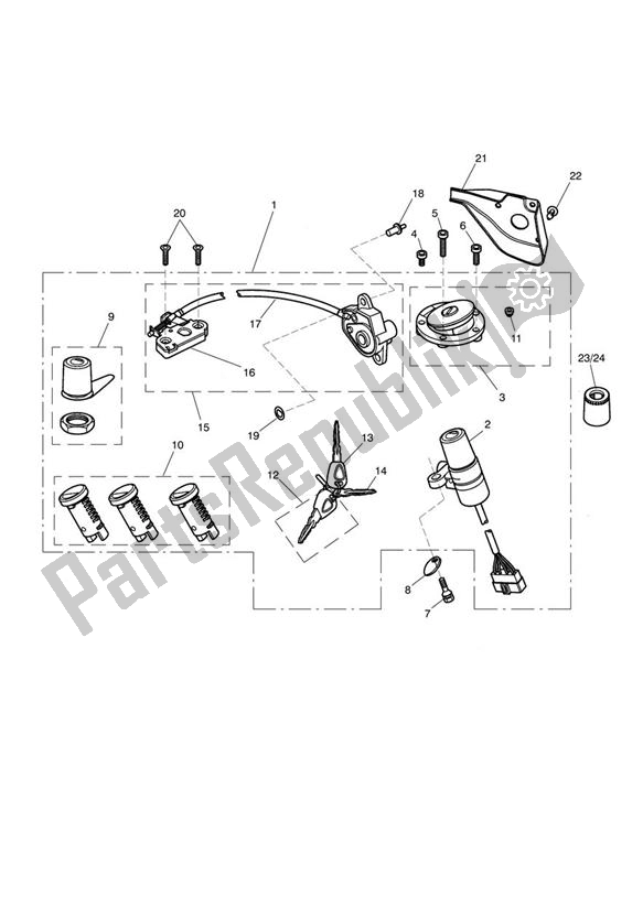 Tutte le parti per il Set Di Blocco del Triumph Sprint GT 1050 2011 - 2016