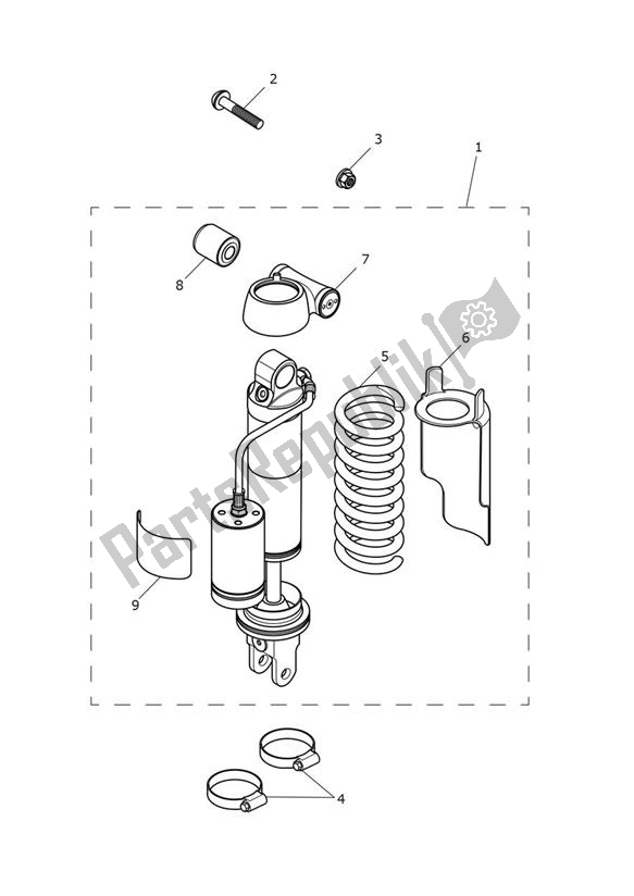 All parts for the Rear Suspension Unit of the Triumph Tiger XCA UP TO VIN 855531 1215 2015 - 2017