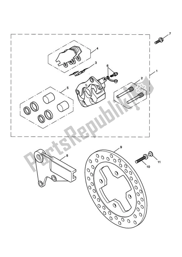 All parts for the Break Rear of the Triumph Scrambler Carburator UP TO 2007 865 2006 - 2008