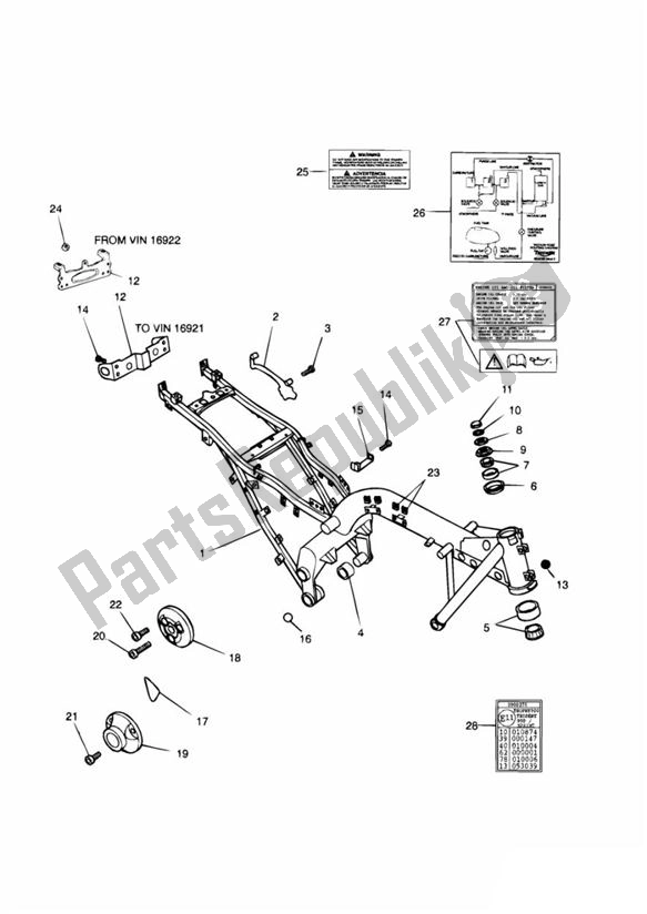 All parts for the Main Frame Assembly Sprint & Sport of the Triumph Sprint 900 Carburator 885 1991 - 1998