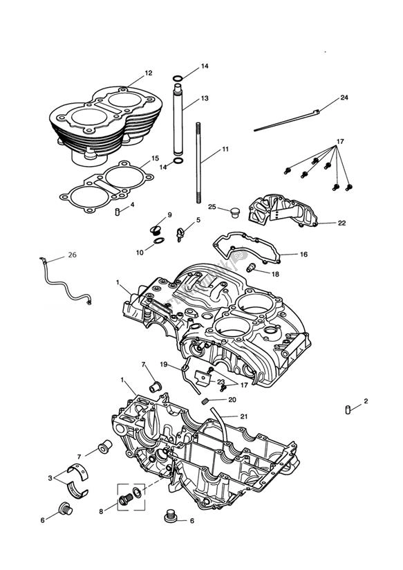 All parts for the Crankcase From Engine221609 (nicht 229407 Up To 230164) of the Triumph Thruxton Carburator 865 2004 - 2007