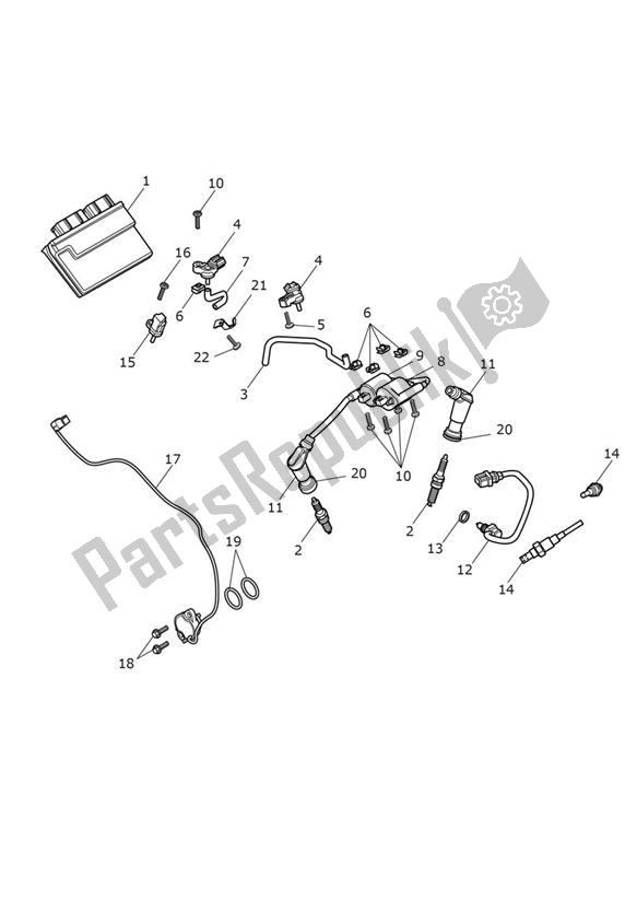 Alle onderdelen voor de Engine Management van de Triumph Bonneville T 100 UP TO VIN AC 5926 +budekins 865 2002 - 2016