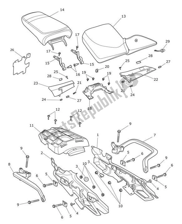 Todas las partes para Fairing Rear Seats de Triumph Tiger XCA From VIN 855532 1215 2018 - 2021