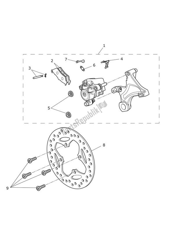 Tutte le parti per il Caliper Rear del Triumph Daytona R From VIN 564948 675 2017 - 2018