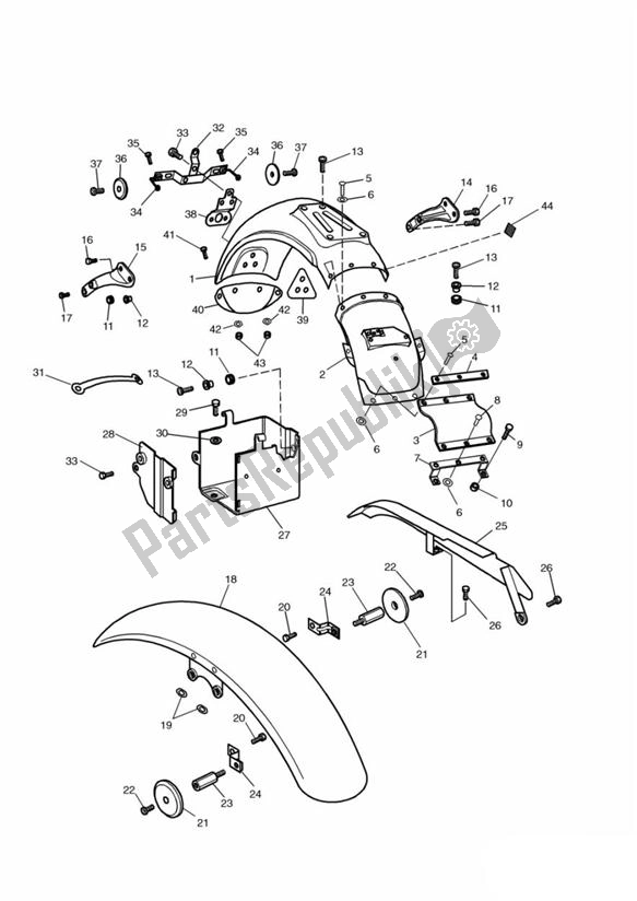 All parts for the Mudguard of the Triumph Legend TT 885 1998 - 2001