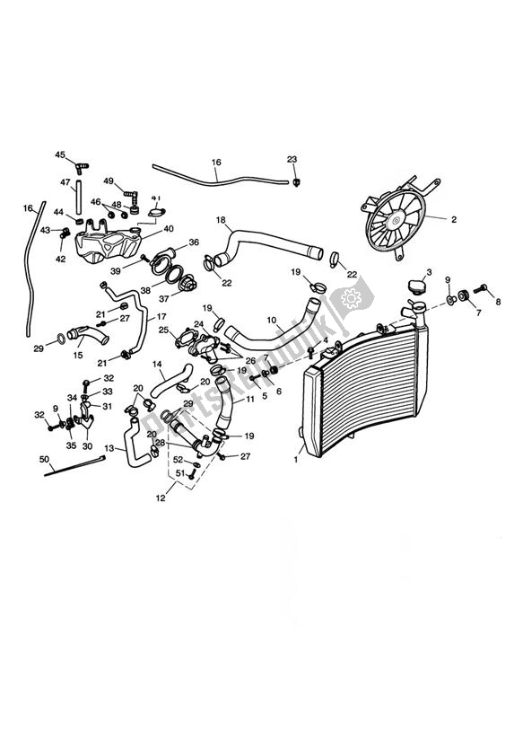 All parts for the Cooling of the Triumph Daytona 675 UP TO VIN 381274 2006 - 2012
