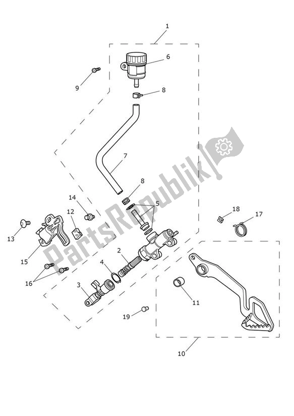 All parts for the Master Cylinder Assy Rear of the Triumph Scrambler 900 From 2022 2022 - 2024
