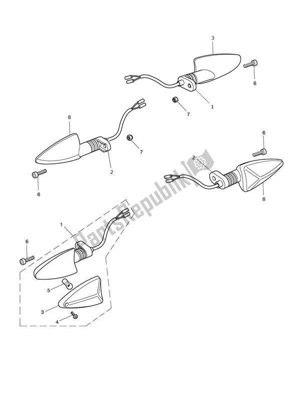 All parts for the Indicator of the Triumph Daytona R UP TO VIN 564947 675 2009 - 2017