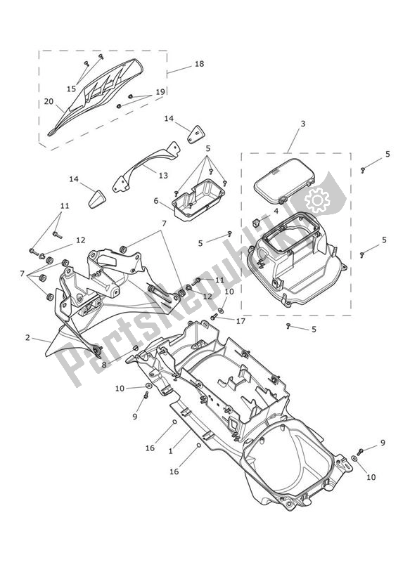 Toutes les pièces pour le Garde-boue Arrière du Triumph Trophy 1215 SE 2013 - 2017