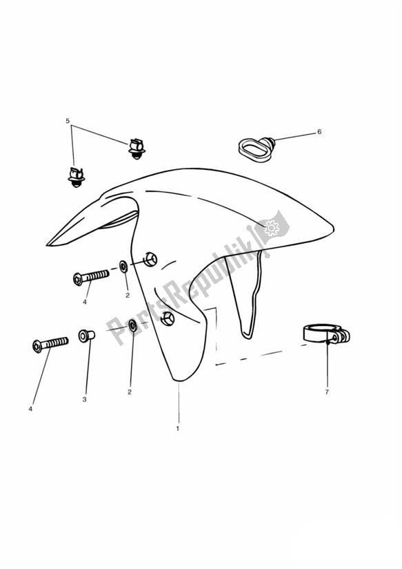All parts for the Mudguard Front Nicht Us,ca,sg of the Triumph Daytona T 595 / 955I 1997 - 2001
