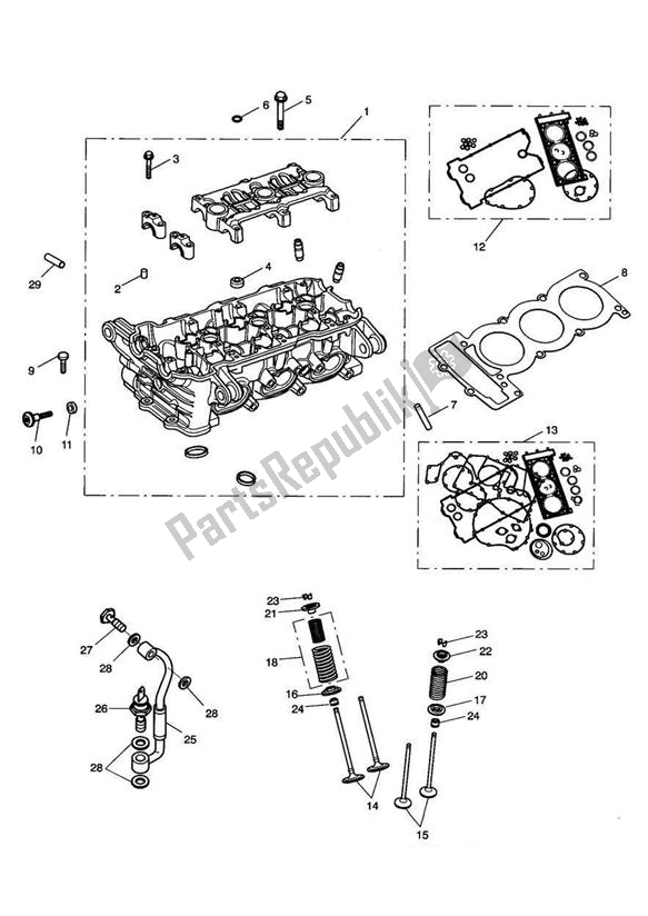 Toutes les pièces pour le Culasse du Triumph Speed Triple 955I From VIN 141872 2002 - 2004