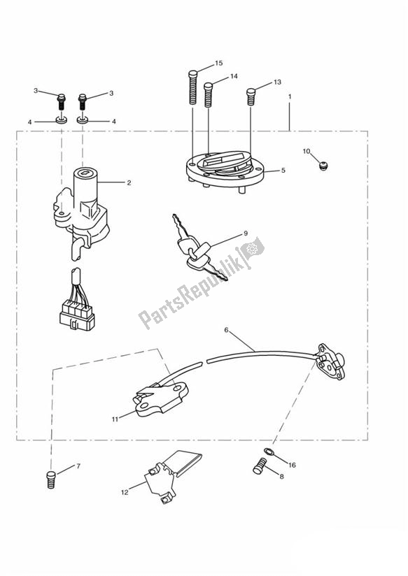 All parts for the Lock Set of the Triumph Sprint ST 955I From VIN 139277 2002 - 2004