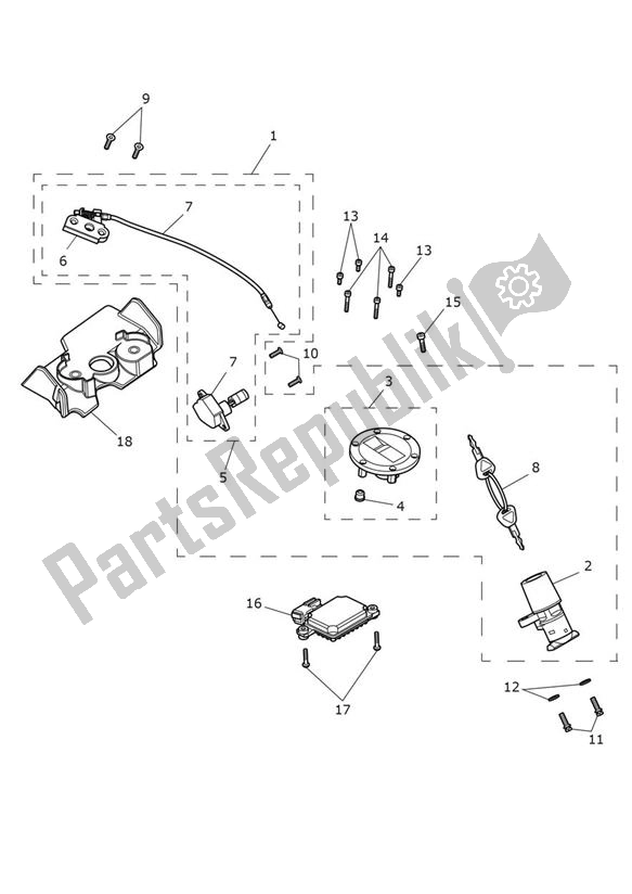 All parts for the Lock Set of the Triumph Street Triple S 660 From VIN 967907 2021 - 2024