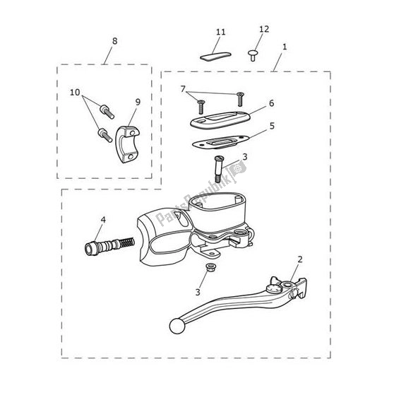 All parts for the Master Cylinder Assy Front of the Triumph Bobber UP TO AC 1195 1200 2017 - 2018