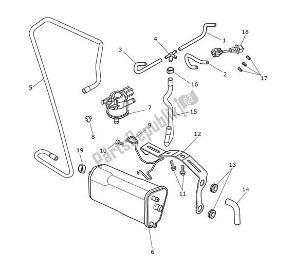 All parts for the Evap System of the Triumph Tiger XRX From VIN 855532 1215 2018 - 2021