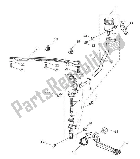 All parts for the Master Cylinder Assy Rear of the Triumph Speed Triple S From VIN 867685 1050 2018 - 2021