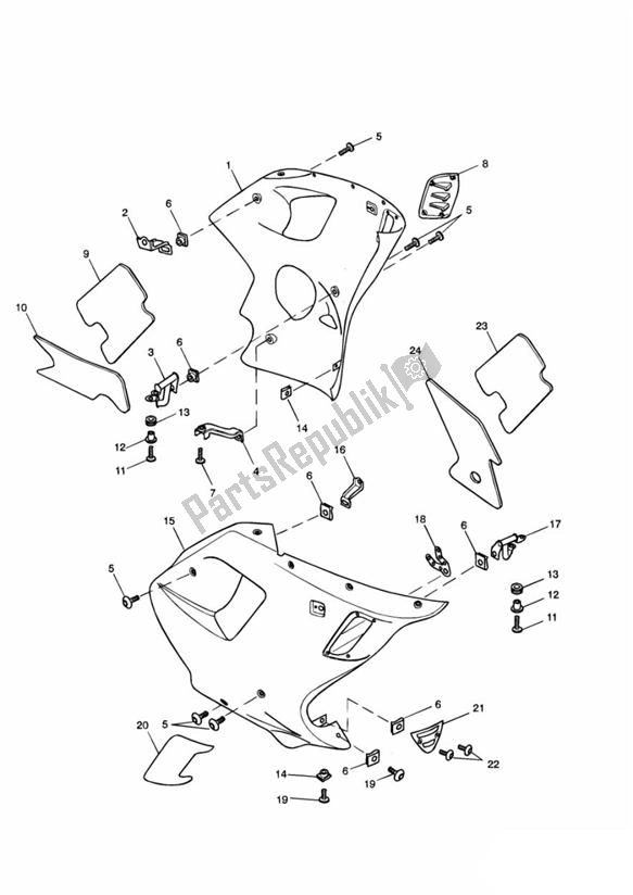 Todas las partes para Fairing Laterally de Triumph Daytona 955I From VIN 132513 1997 - 2006