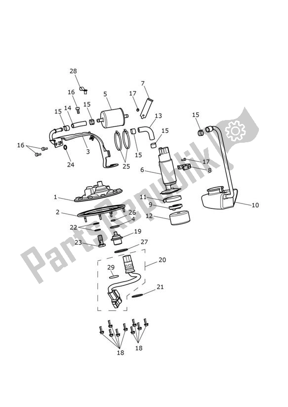 All parts for the Fuel Pump of the Triumph Bobber From AC 1196 1200 2017 - 2021