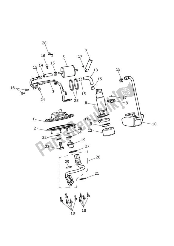 All parts for the Fuel Pump of the Triumph Speedmaster 1200 From AC 1201 2022 - 2024