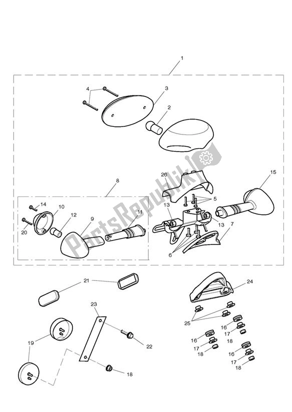 All parts for the Indicator Rear Rear Light of the Triumph Scrambler EFI UP TO 2015 865 2008 - 2016