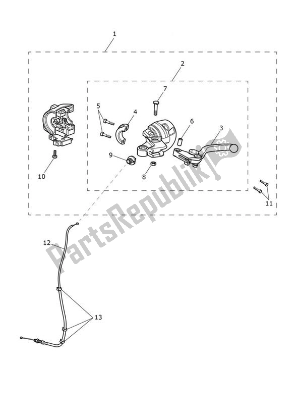 All parts for the Clutch Control of the Triumph Bonneville T 120 Black From AD 0139 +DGR 1200 2016 - 2021